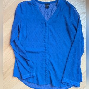 Ann Taylor Royal Blue Textured Blouse